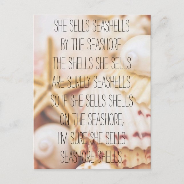 Seashell Tongue Twister Vertical Postcard (Front)