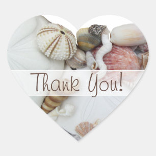 Seashell Trésors "Merci" Coeur Favoriser Étiquette