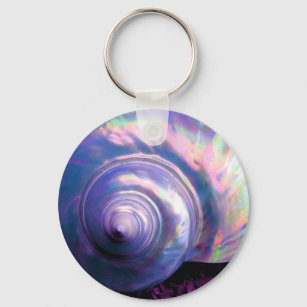 Seashell tropical opalescent mother of pearl keychain