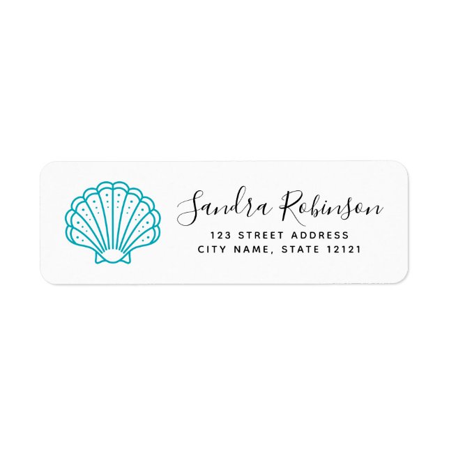 Seashell turquoise aqua beach return address (Front)