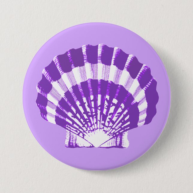 Seashell - violet and white 3 inch round button (Front)