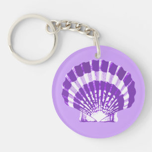Seashell - violet and white keychain