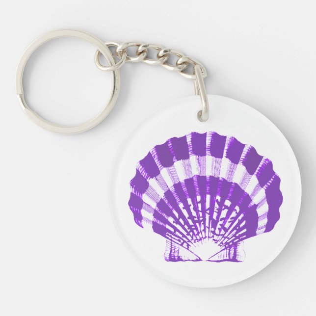 Seashell - violet and white keychain (Front)