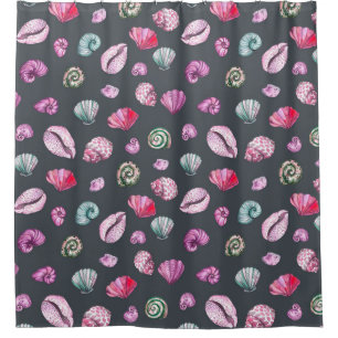 Seashell Watercolor: Dark Blue Pattern