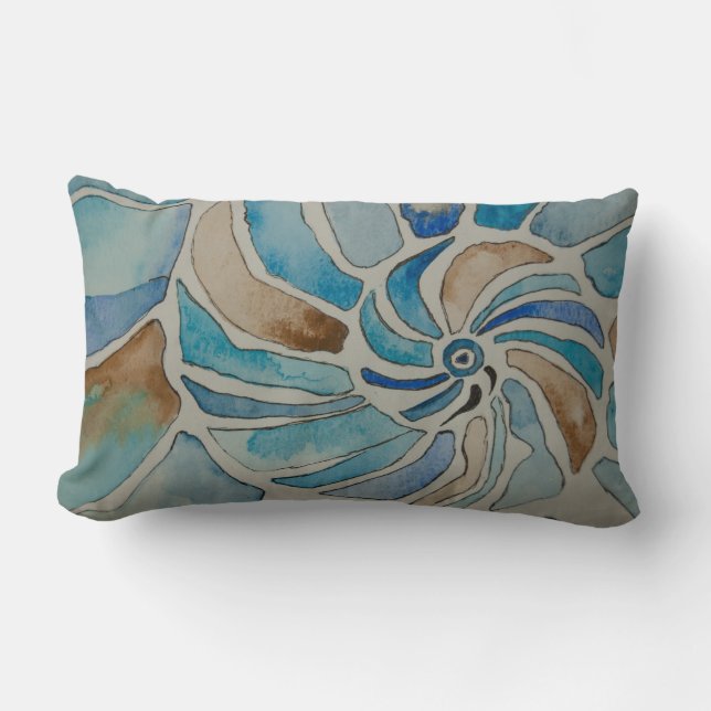 Seashell watercolor  lumbar pillow (Front)