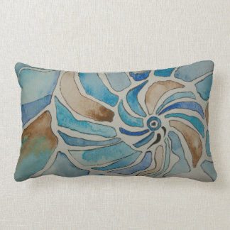 Seashell watercolor lumbar pillow