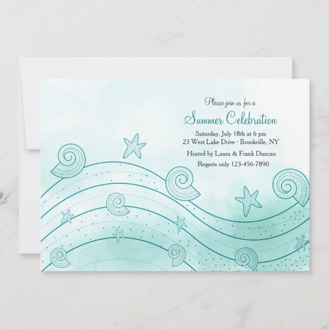 Seashell Wave Invitation (Front)