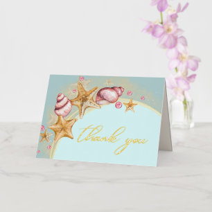 Seashell Wedding Gold Foil Thank You Card