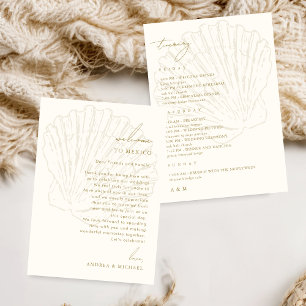 Seashell Wedding Welcome Letter Itinerary Card