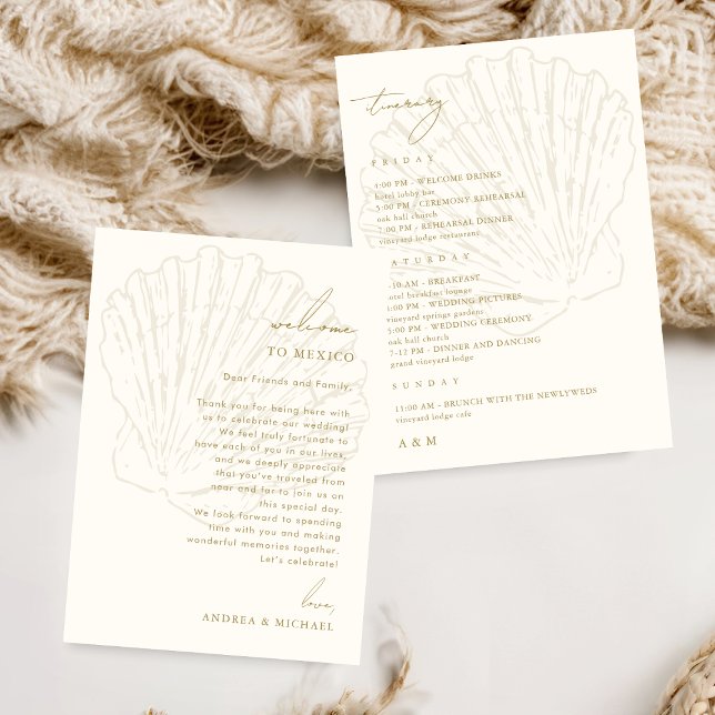 Seashell Wedding Welcome Letter Itinerary Card (Creator Uploaded)
