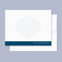 Seashell with Navy Blue Band Family Stationery