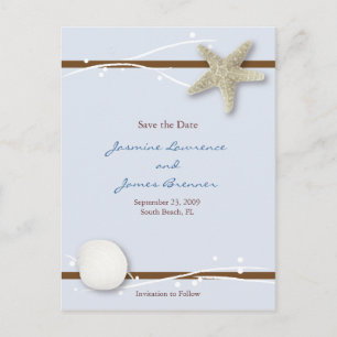 Seashell with Ribbon Announcement Postcard