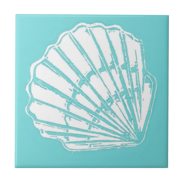 Seashell with Turquoise Ceramic Tile (Front)