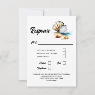 Seashells 3D beach nautical elegant shells marine RSVP Card