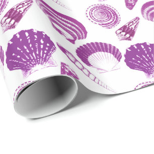 Seashells - amethyst purple on a white background wrapping paper