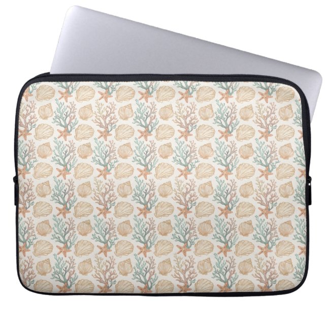 Seashells and Coral Laptop Sleeve (Front)