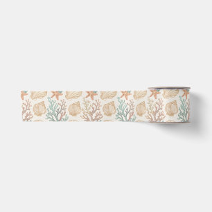 Seashells and Coral Satin Ribbon