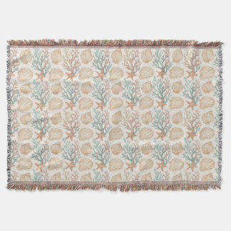 Seashells and Coral Throw Blanket