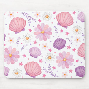 Seashells and Daisies Mouse Pad