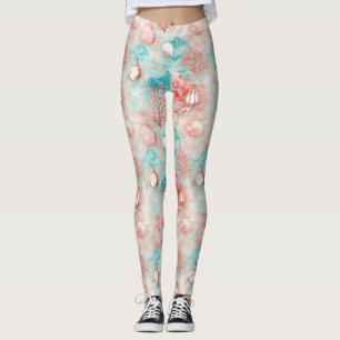 Seashells and Ocean Waves Pattern (11) Leggings