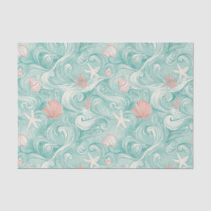 Seashells and Ocean Waves Pattern (3) Tissue Paper