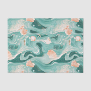 Seashells and Ocean Waves Pattern (6) Tissue Paper