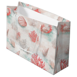 Seashells and Ocean Waves Pattern (7) Large Gift Bag