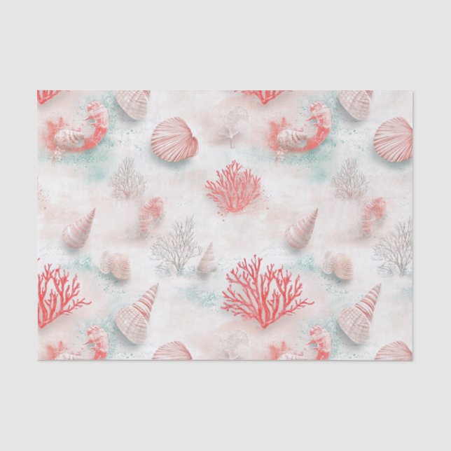 Seashells and Ocean Waves Pattern (7) Tissue Paper (Front)