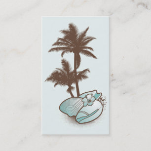 seashells and palmtree 1 blue business card