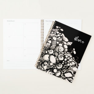 Seashells and pebbles drawing planner