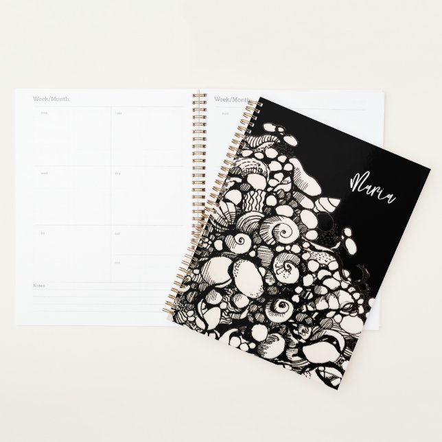 Seashells and pebbles drawing planner (Display)