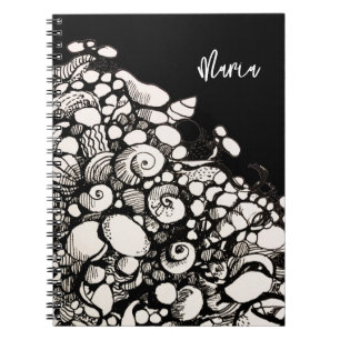 Seashells and pebbles drawing Spiral Notebook