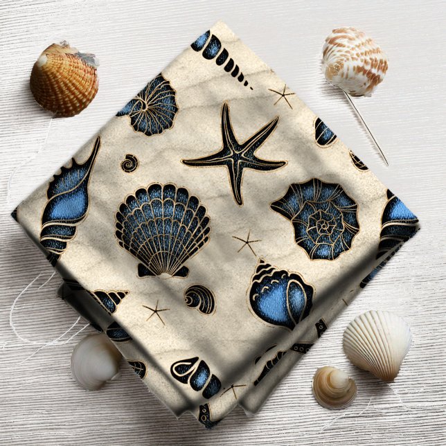 Seashells and Sand Blue ID782 Fabric (Creator Uploaded)