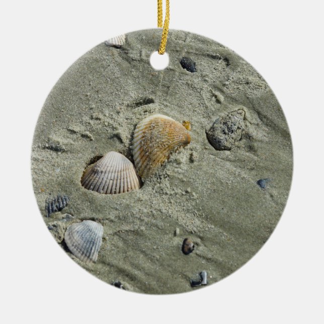 Seashells And Sand Ceramic Ornament (Front)