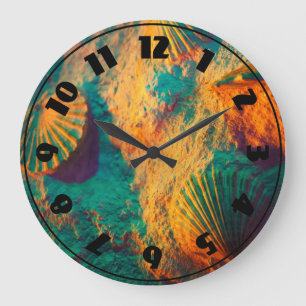 Seashells and Sand Large Clock