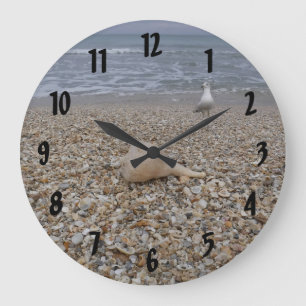 Seashells and Sea Gulls Large Clock