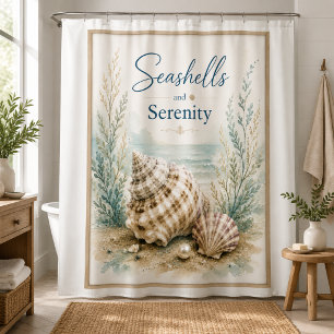 Seashells and Serenity Coastal Shower Curtain