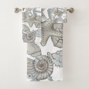 Seashells And Ship Anchor Treasure Hunt Fun Bath Towel Set