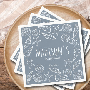 Seashells and Star Fish Coastal Bridal Shower Napkin