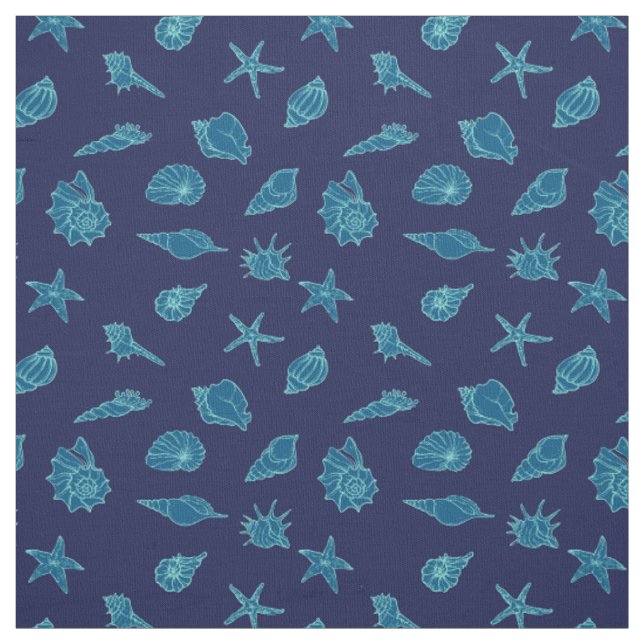 seashells and starfish fabric (Swatch)