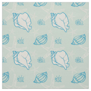 seashells and starfish fabric