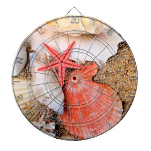 Seashells and Starfish in Sand Dartboard