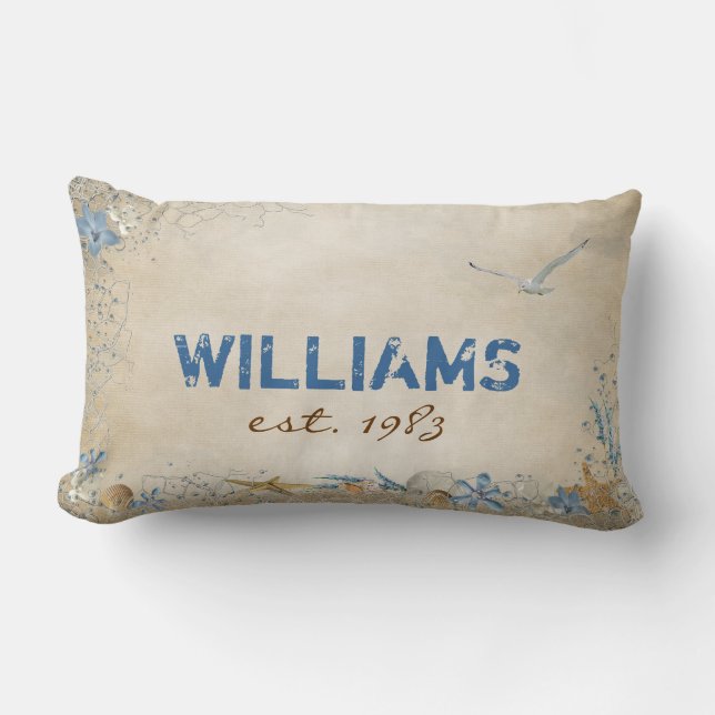 Seashells and Starfish Lumbar Pillow (Front)