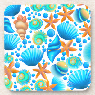 Seashells and Starfish Ocean Pattern Coaster