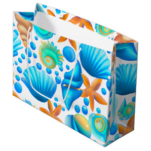 Seashells and Starfish Ocean Pattern Large Gift Bag