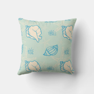 seashells and starfish throw pillow