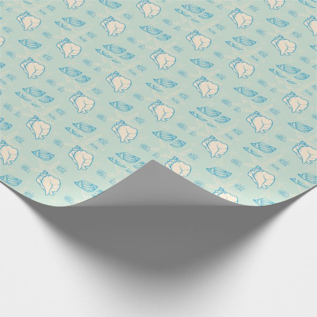 Seashells and starfish wrapping paper (Corner)