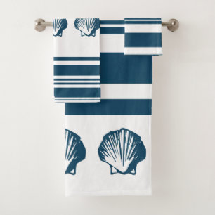 Seashells and stripes bath towel set