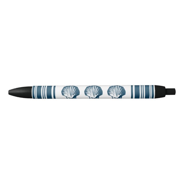 Seashells and stripes black ink pen (Front)