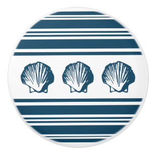 Seashells and stripes ceramic knob